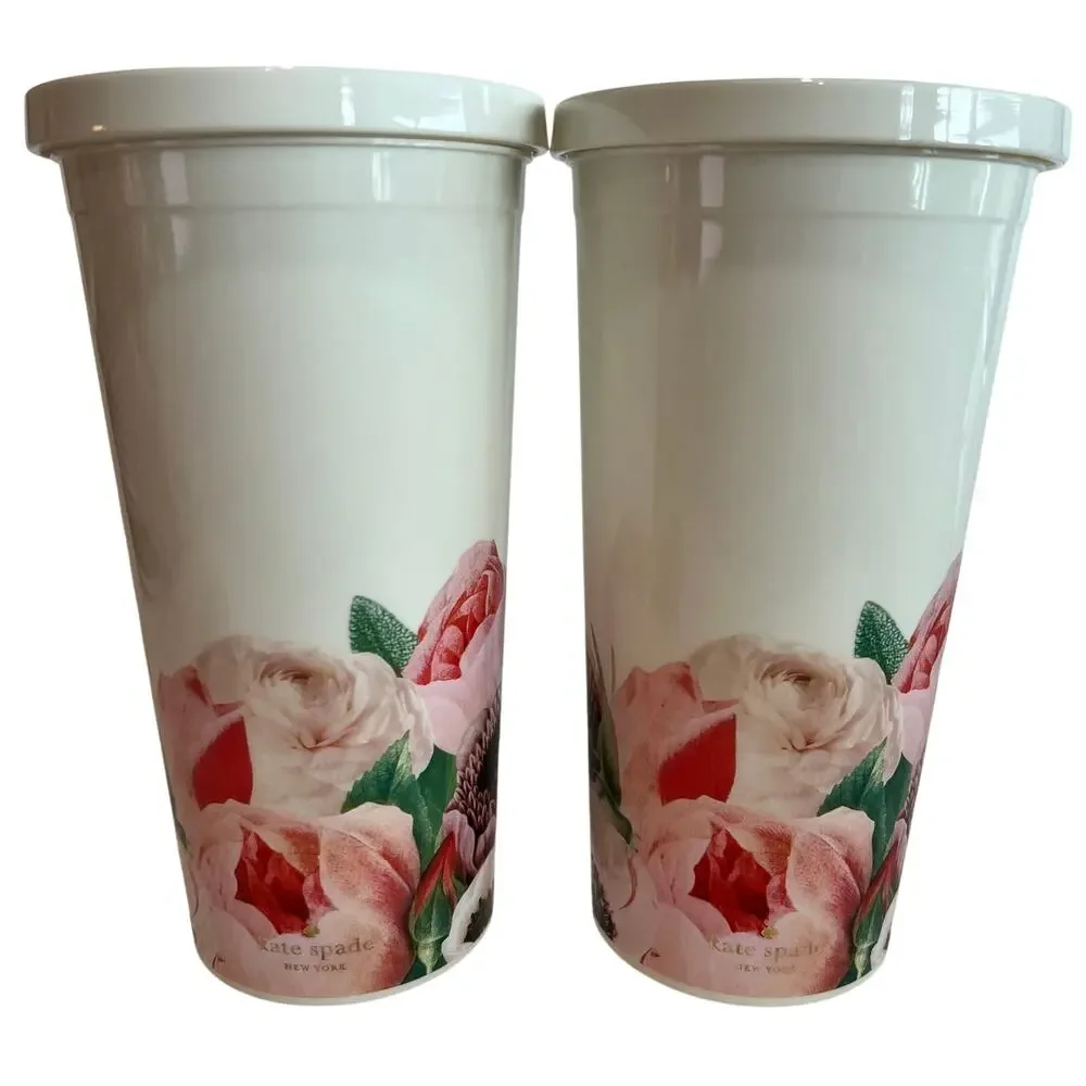 2 Kate Spade New York Bridesmaid Blushing Floral Tumbler set of 2 -24 oz Cups